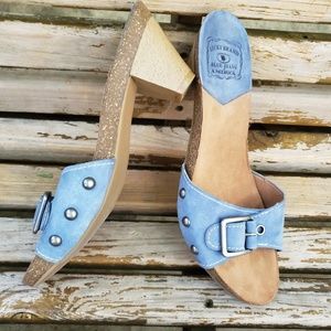 Lucky Brand blue suede wedge, nailhead detail, 8.5
